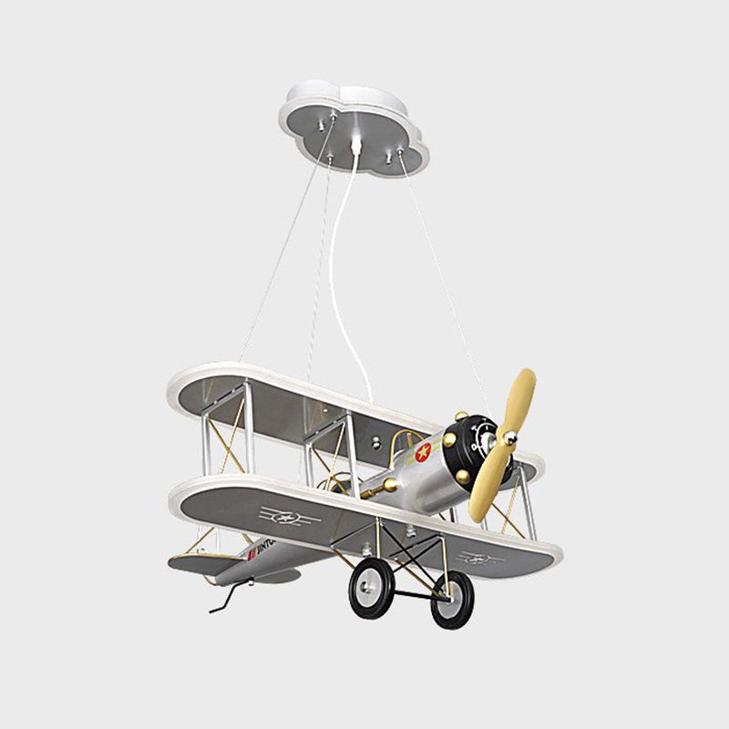 Kids Metallic Ceiling Lamp With 1 Light Prop Plane Design- For Boys Bedroom Or Living Room