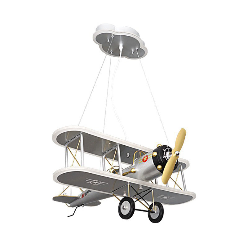 Kids Metallic Ceiling Lamp With 1 Light Prop Plane Design- For Boys Bedroom Or Living Room