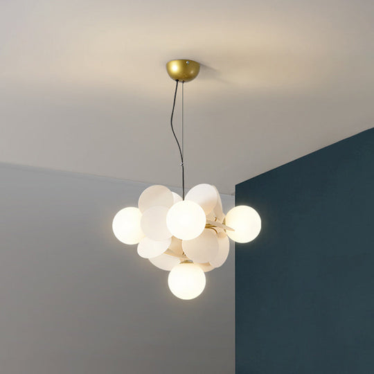 Bedroom Balloon Hanging Light Fixture Cartoon Metallic Drop Pendant With Glass Shade 5 / White