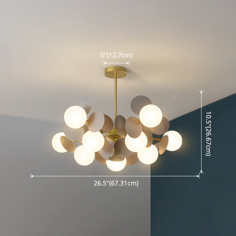 Bedroom Balloon Hanging Light Fixture Cartoon Metallic Drop Pendant With Glass Shade