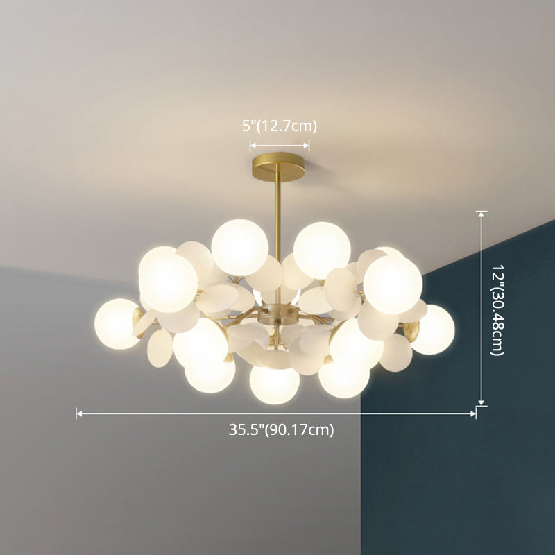 Bedroom Balloon Hanging Light Fixture Cartoon Metallic Drop Pendant With Glass Shade