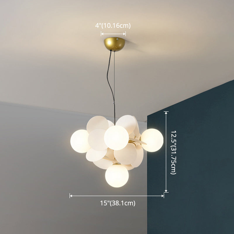 Bedroom Balloon Hanging Light Fixture Cartoon Metallic Drop Pendant With Glass Shade