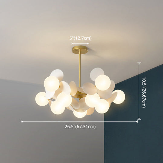 Bedroom Balloon Hanging Light Fixture Cartoon Metallic Drop Pendant With Glass Shade