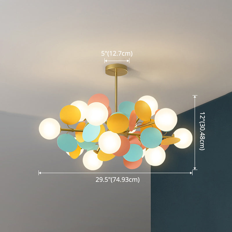 Odile - Cartoon Balloon Hanging Light Fixtures Cartoon Metallic Drop Pendant with Glass Shade for Bedroom