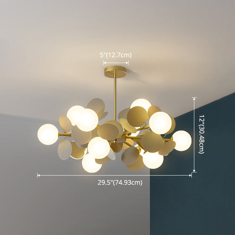 Bedroom Balloon Hanging Light Fixture Cartoon Metallic Drop Pendant With Glass Shade