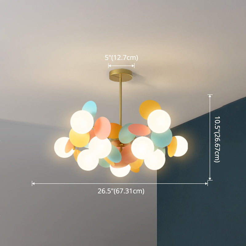 Odile - Cartoon Balloon Hanging Light Fixtures Cartoon Metallic Drop Pendant with Glass Shade for Bedroom