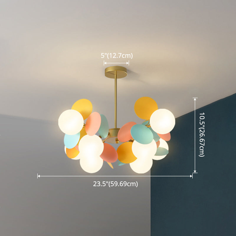 Odile - Cartoon Balloon Hanging Light Fixtures Cartoon Metallic Drop Pendant with Glass Shade for Bedroom