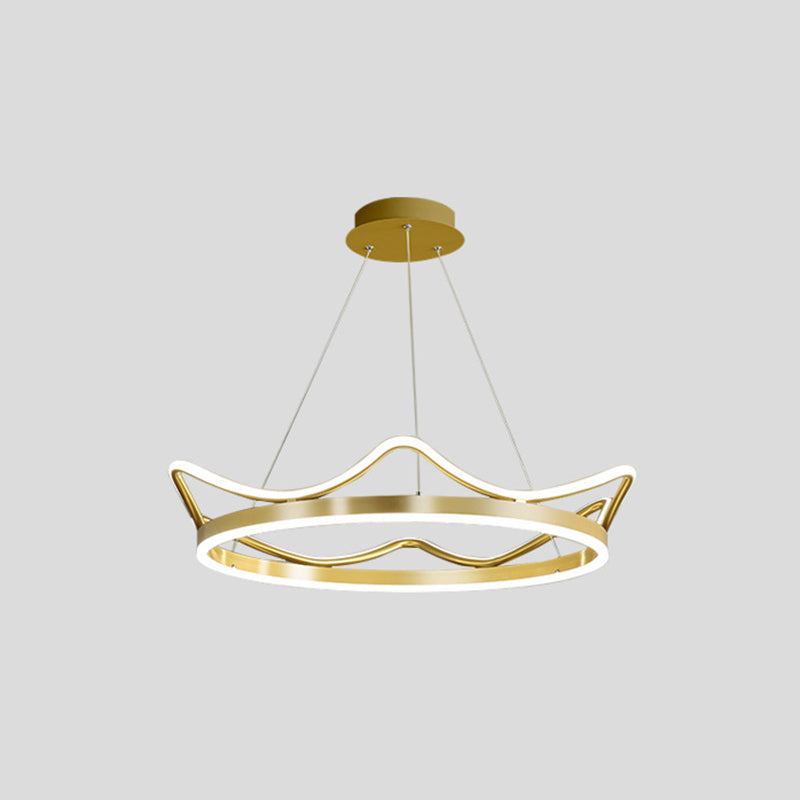 Crown Suspension Pendant Light For Kids Bedroom With Metallic Finish Gold / 20.5(53Cm)