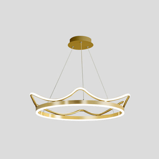 Crown Suspension Pendant Light For Kids Bedroom With Metallic Finish Gold / 28.5