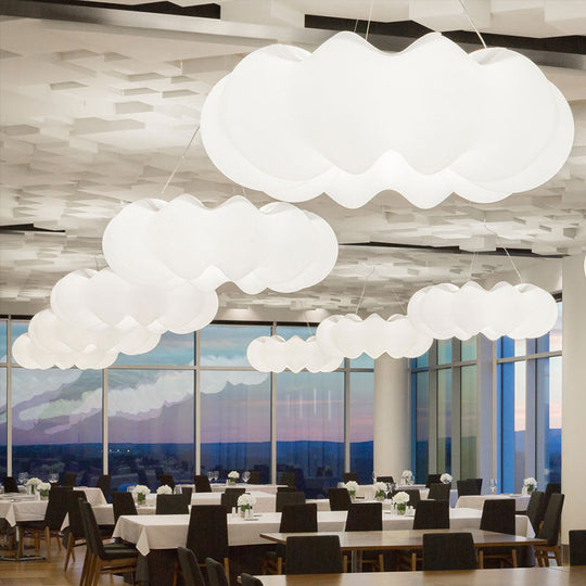 Kids Plastic Cloud Pendant Light - 1 Suspension Fixture For Living Room Ceiling