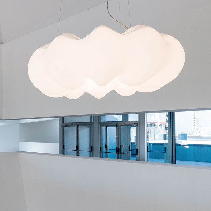 Kids Plastic Cloud Pendant Light - 1 Suspension Fixture For Living Room Ceiling