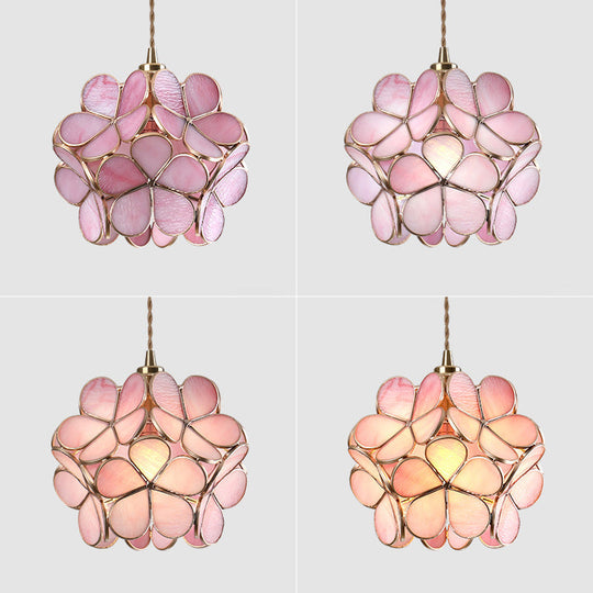 Nordic Style Metallic Pendant Ceiling Light - 1 Flower Hanging Down Lighting For Restaurants