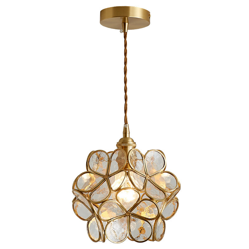 Nordic Style Metallic Pendant Ceiling Light - 1 Flower Hanging Down Lighting For Restaurants