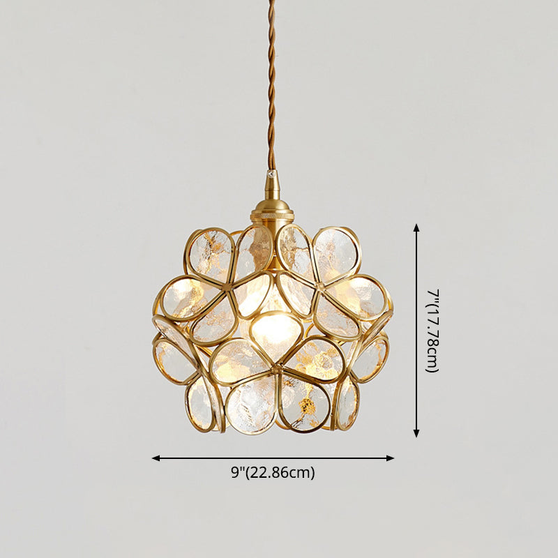 Nordic Style Metallic Pendant Ceiling Light - 1 Flower Hanging Down Lighting For Restaurants