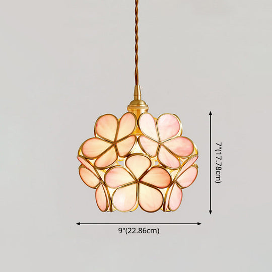 Nordic Style Metallic Pendant Ceiling Light - 1 Flower Hanging Down Lighting For Restaurants