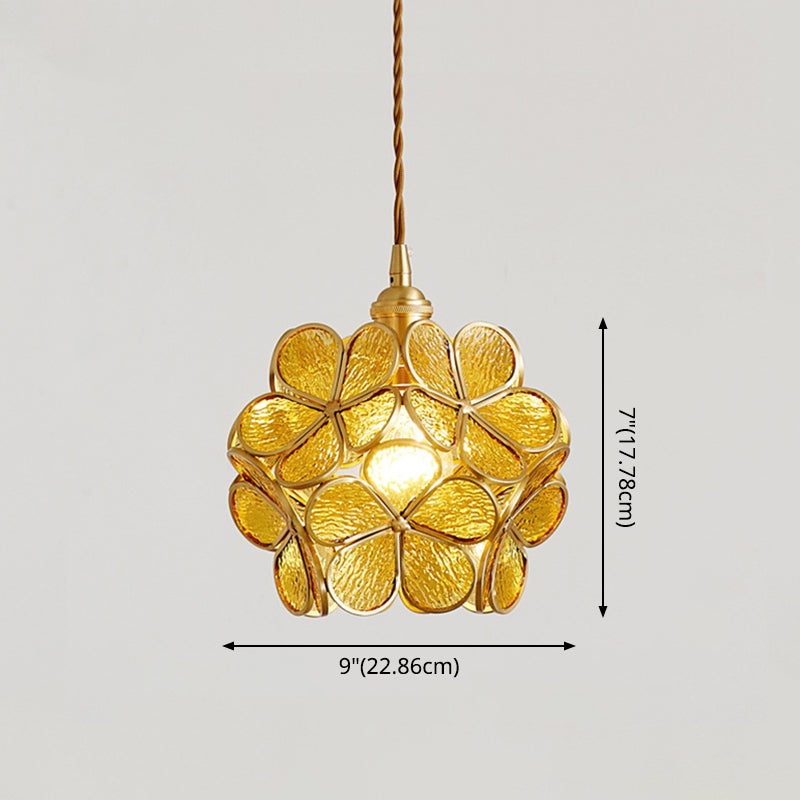 Nordic Style Metallic Pendant Ceiling Light - 1 Flower Hanging Down Lighting For Restaurants