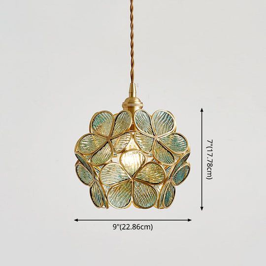 Nordic Style Metallic Pendant Ceiling Light - 1 Flower Hanging Down Lighting For Restaurants