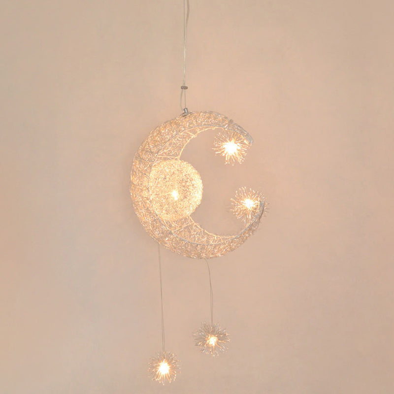 Stylish Moon And Star Ceiling Lamp For Kids Bedroom