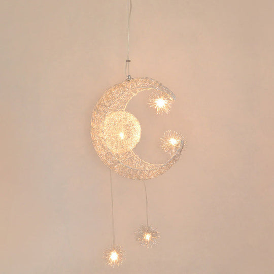 Stylish Moon And Star Ceiling Lamp For Kids Bedroom