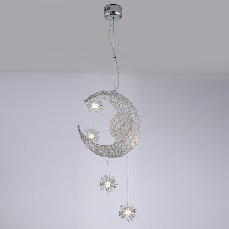 Stylish Moon And Star Ceiling Lamp For Kids Bedroom