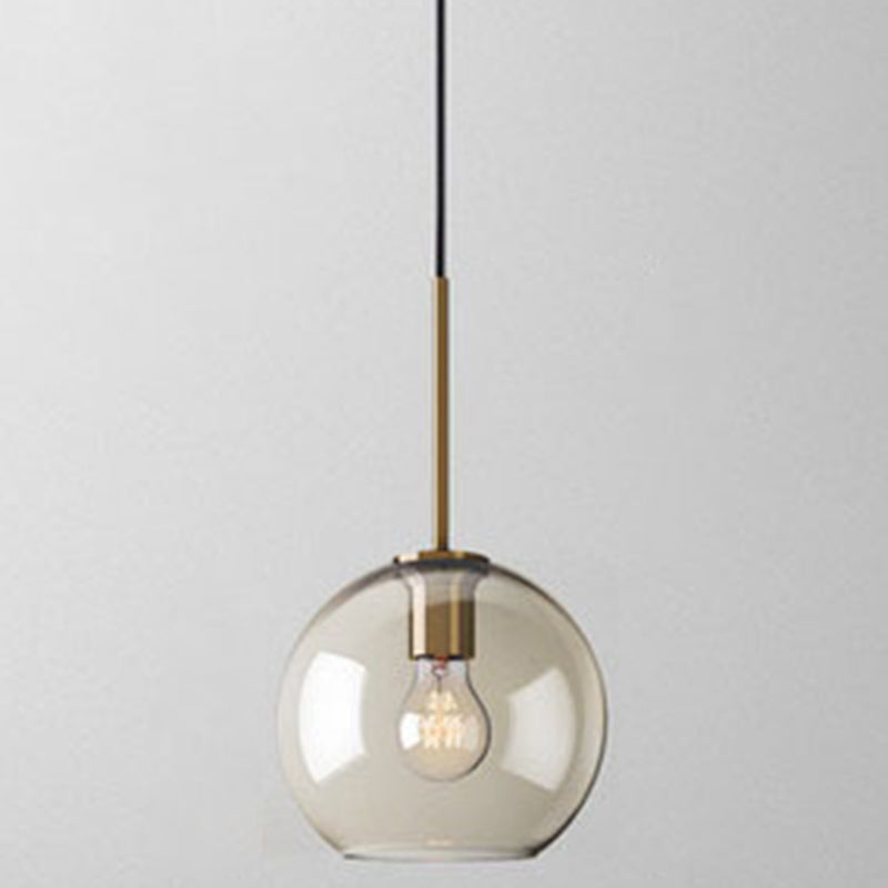 Modern Minimalist Cognac Glass Pendant Light - Stylish 1-Light Lighting For Dining Room Table / 7.5