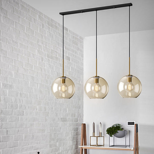 Modern Minimalist Cognac Glass Pendant Light - Stylish 1-Light Lighting For Dining Room Table