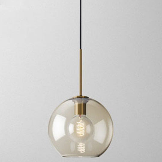 Modern Minimalist Cognac Glass Pendant Light - Stylish 1-Light Lighting For Dining Room Table / 10.5