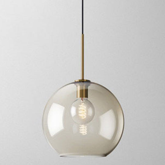 Modern Minimalist Cognac Glass Pendant Light - Stylish 1-Light Lighting For Dining Room Table / 11.5