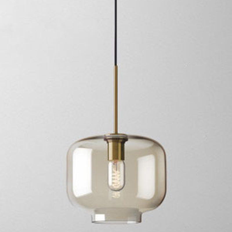 Modern Minimalist Cognac Glass Pendant Light - Stylish 1-Light Lighting For Dining Room Table / 8.5