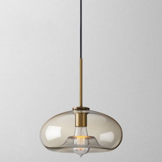 Modern Minimalist Cognac Glass Pendant Light - Stylish 1-Light Lighting For Dining Room Table / 6