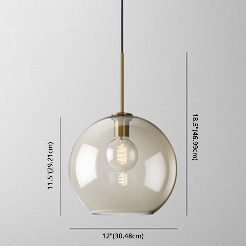 Modern Minimalist Cognac Glass Pendant Light - Stylish 1-Light Lighting For Dining Room Table