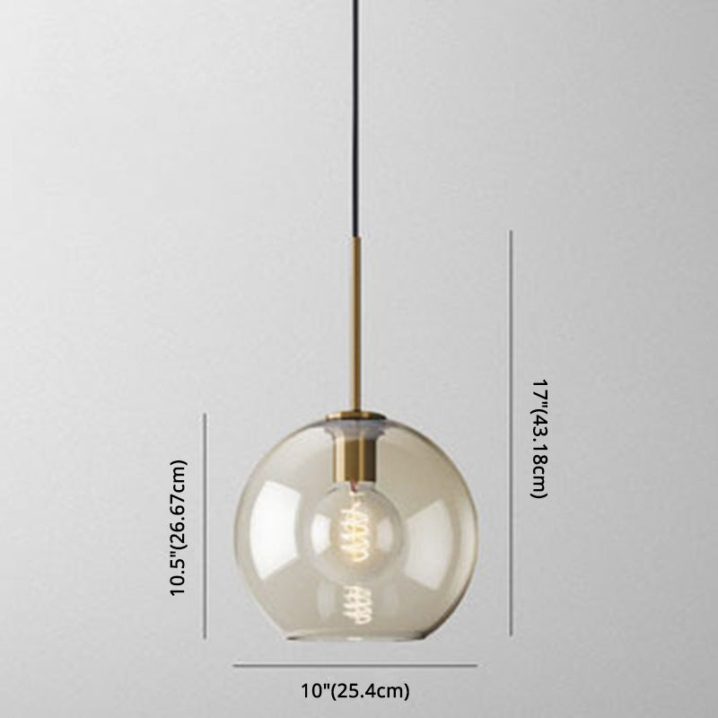 Modern Minimalist Cognac Glass Pendant Light - Stylish 1-Light Lighting For Dining Room Table