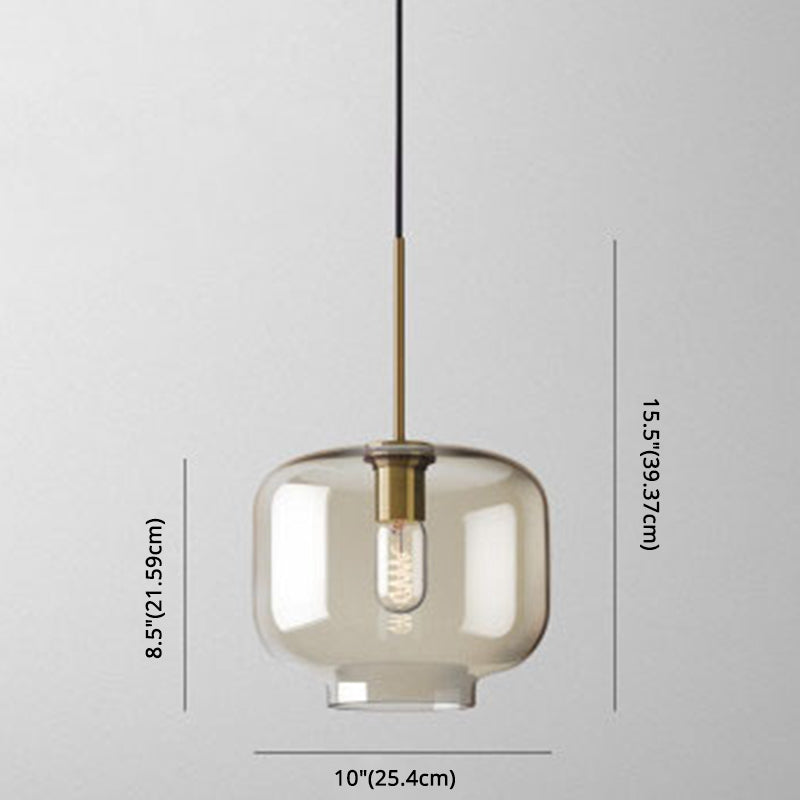 Modern Minimalist Cognac Glass Pendant Light - Stylish 1-Light Lighting For Dining Room Table