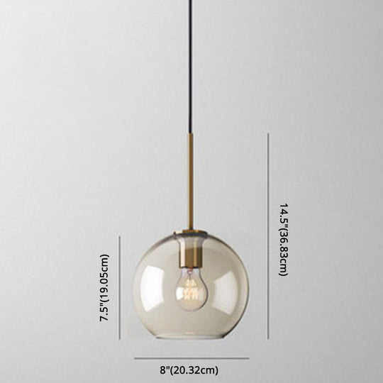 Modern Minimalist Cognac Glass Pendant Light - Stylish 1-Light Lighting For Dining Room Table