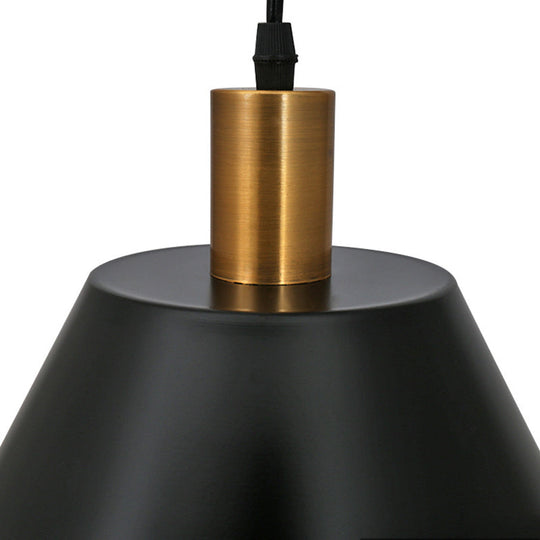 Hollow Out Industrial Style Metal Pendant Light Fixture - Conic Design, Black Finish