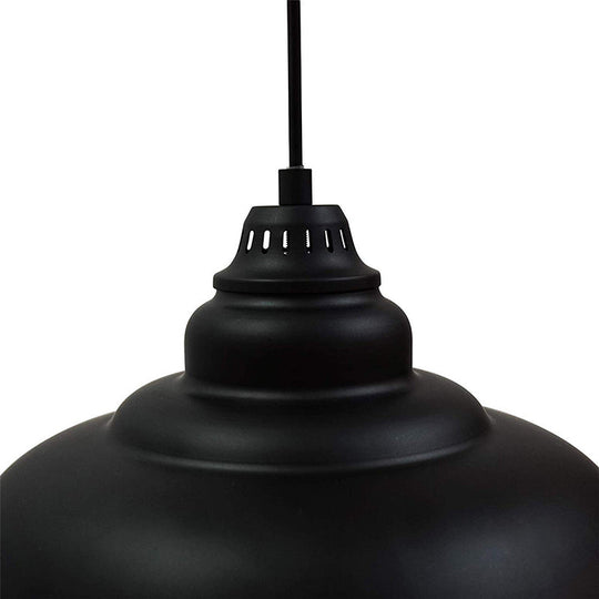 Industrial Style Black Pendant Light with Metallic Bowl Shade for Dining Room Suspension Lighting