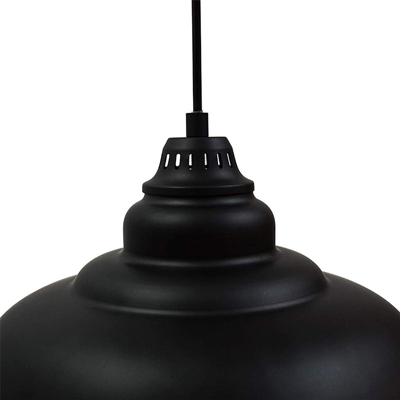 Industrial Style Black Hanging Dining Room Light With Bowl Metallic Shade - 1-Light Suspension