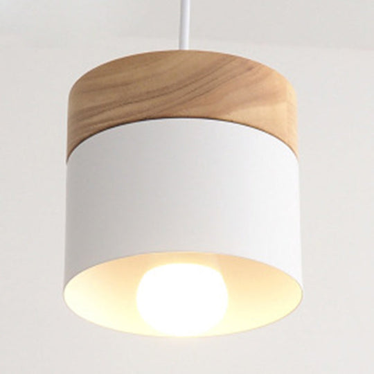 Alice - Suspension minimaliste moderne en bois avec dessus en métal Macarons 1 lumière