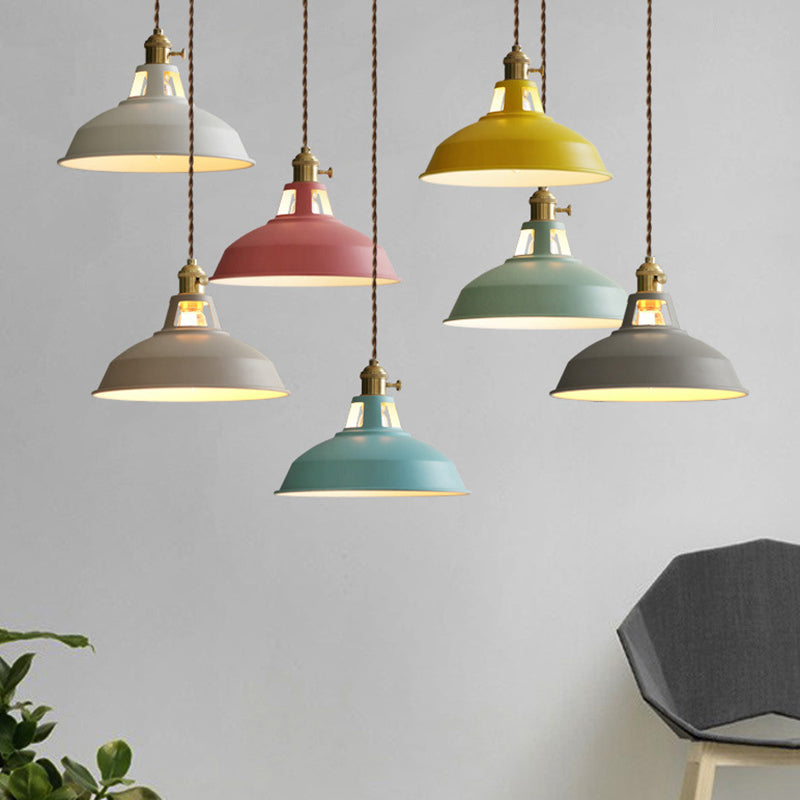 Macarons Industrial  Barn Shade Pendant Light Metal 1-Light Pendant Lighting For Restaurant