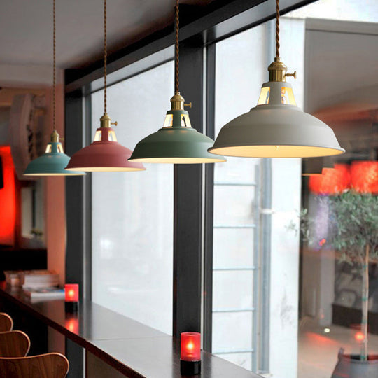 Marta - Industrial Macarons Industrial  Barn Shade Pendant Light Metal 1-Light Pendant Lighting For Restaurant