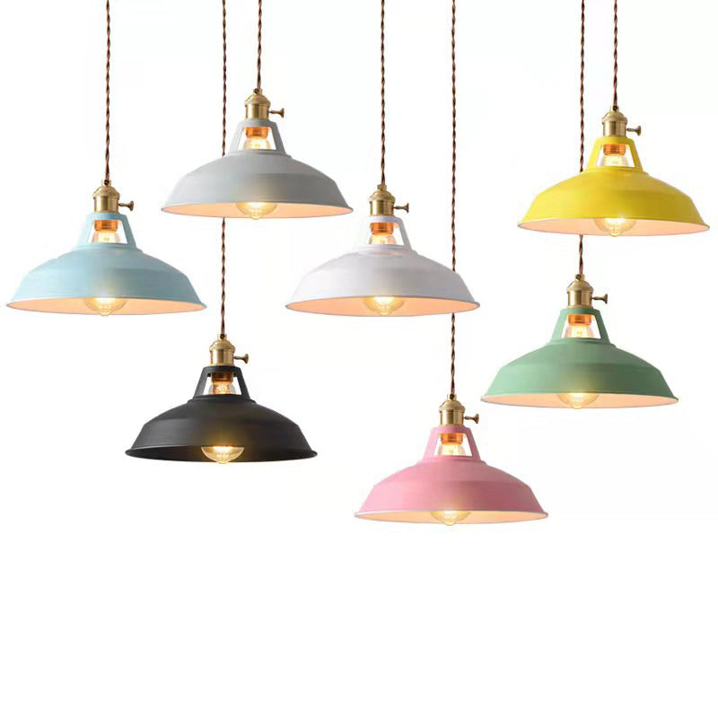 Marta - Industrial Macarons Industrial  Barn Shade Pendant Light Metal 1-Light Pendant Lighting For Restaurant