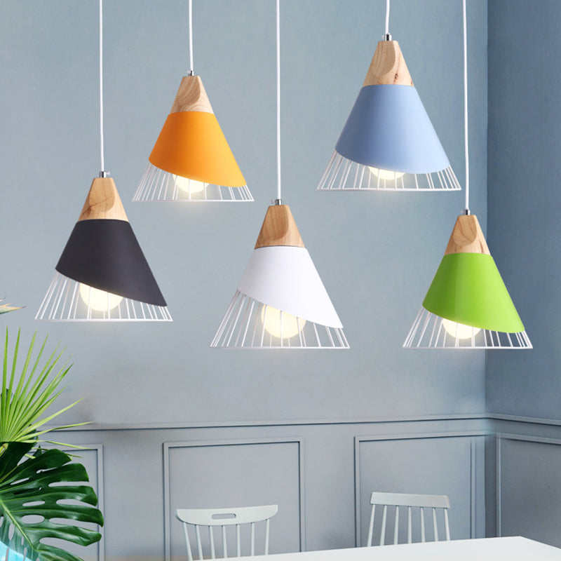 Nordic Macarons 1-Light Wire Cage Pendant Lamp: Stylish Metal Hanging Fixture For Living Room