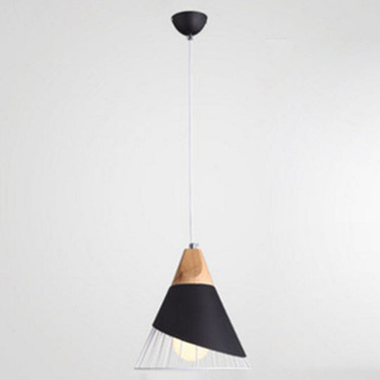 Nordic Macarons 1-Light Wire Cage Pendant Lamp: Stylish Metal Hanging Fixture For Living Room Black