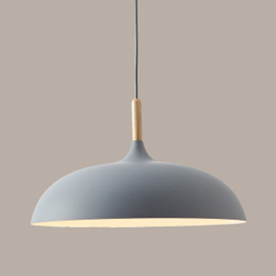 Acubens - Modern Dome Dining Room Drop Pendant with Wooden Top