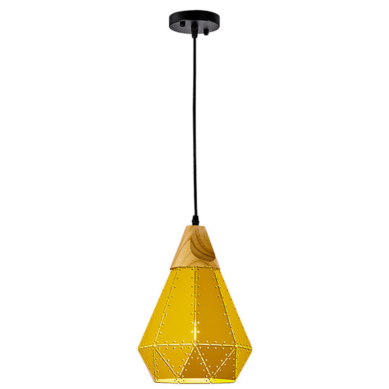 Diamond Dining Room Pendant Modern Metal Ceiling Light With 1 Hanging Yellow / 9