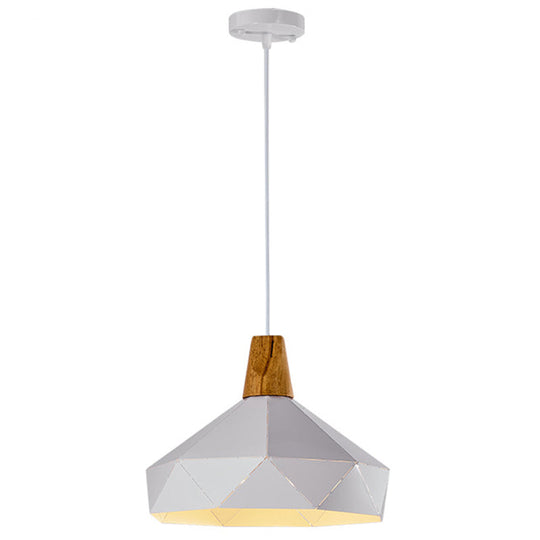 Diamond Dining Room Pendant Modern Metal Ceiling Light With 1 Hanging White / 12.5