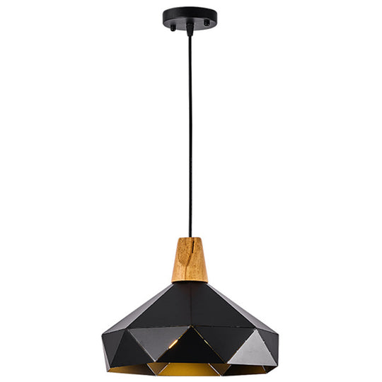 Diamond Dining Room Pendant Modern Metal Ceiling Light With 1 Hanging Black / 12.5