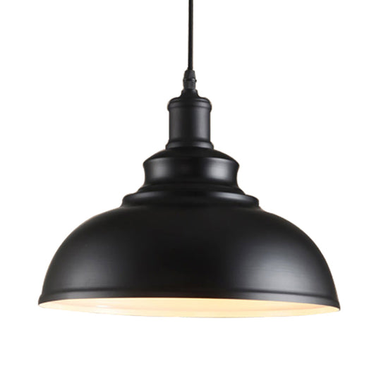 Adjustable Cord Pendant with Metal Dome Shade in Retro Black/Gray - 12"/14"/16" W