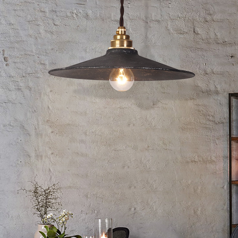 Warehouse Style Wrought Iron 1-Light Pendant Ceiling Light - Vintage Black Hanging Lamp Antique