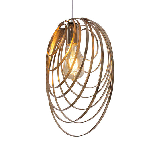 Industrial Style Golden Metal Rings Hanging Pendant Light for Coffee Shop - 1 Head Ceiling Lamp